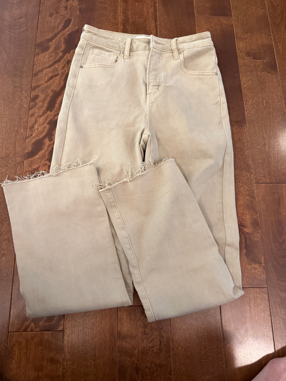 Risen Jeans Fringe Hem in Light Beige size 5